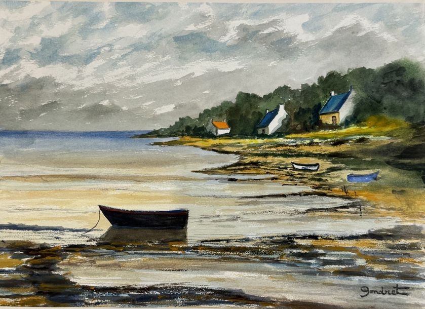 Artwork by Lucien Gondret, Set of gouaches and watercolors of seascapes, Made of Gouaches And Watercolors