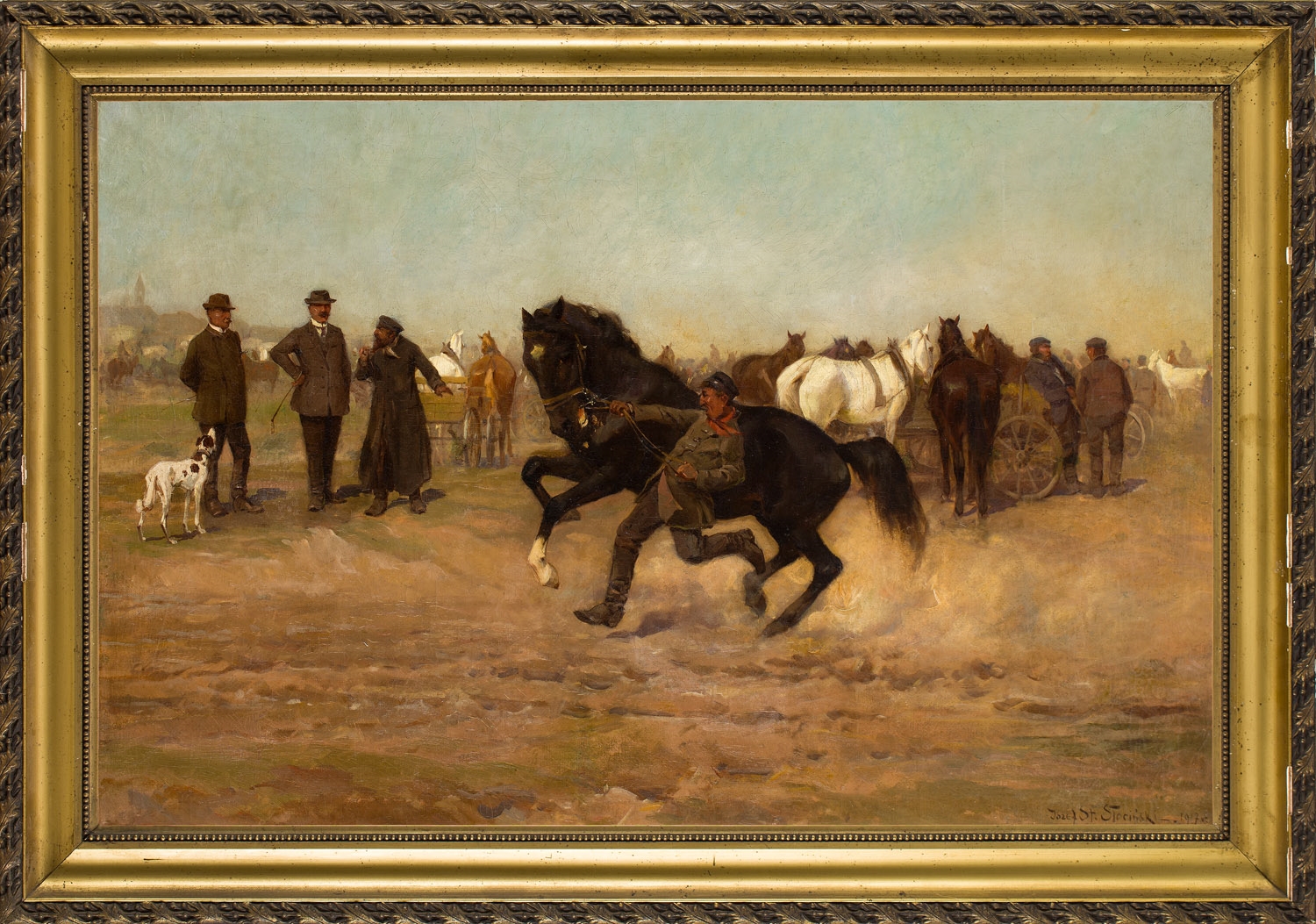 Artwork by Józef Stanislaw Slocinski, Horse test, Made of Oil/Canvas