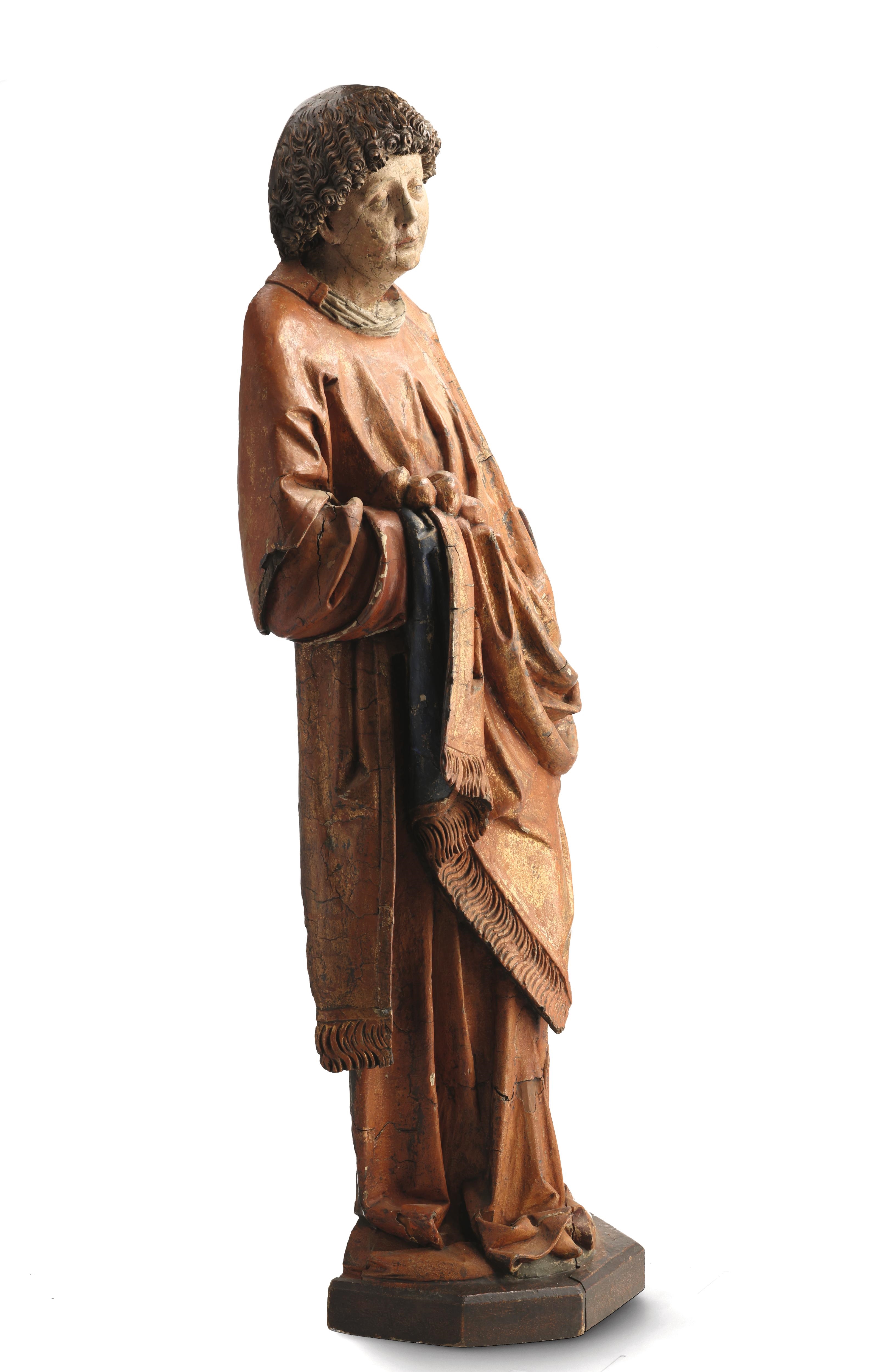 Artwork by Michael Pacher, A large Gothic St. Stephen, Tyrol, Made of Carved Wood