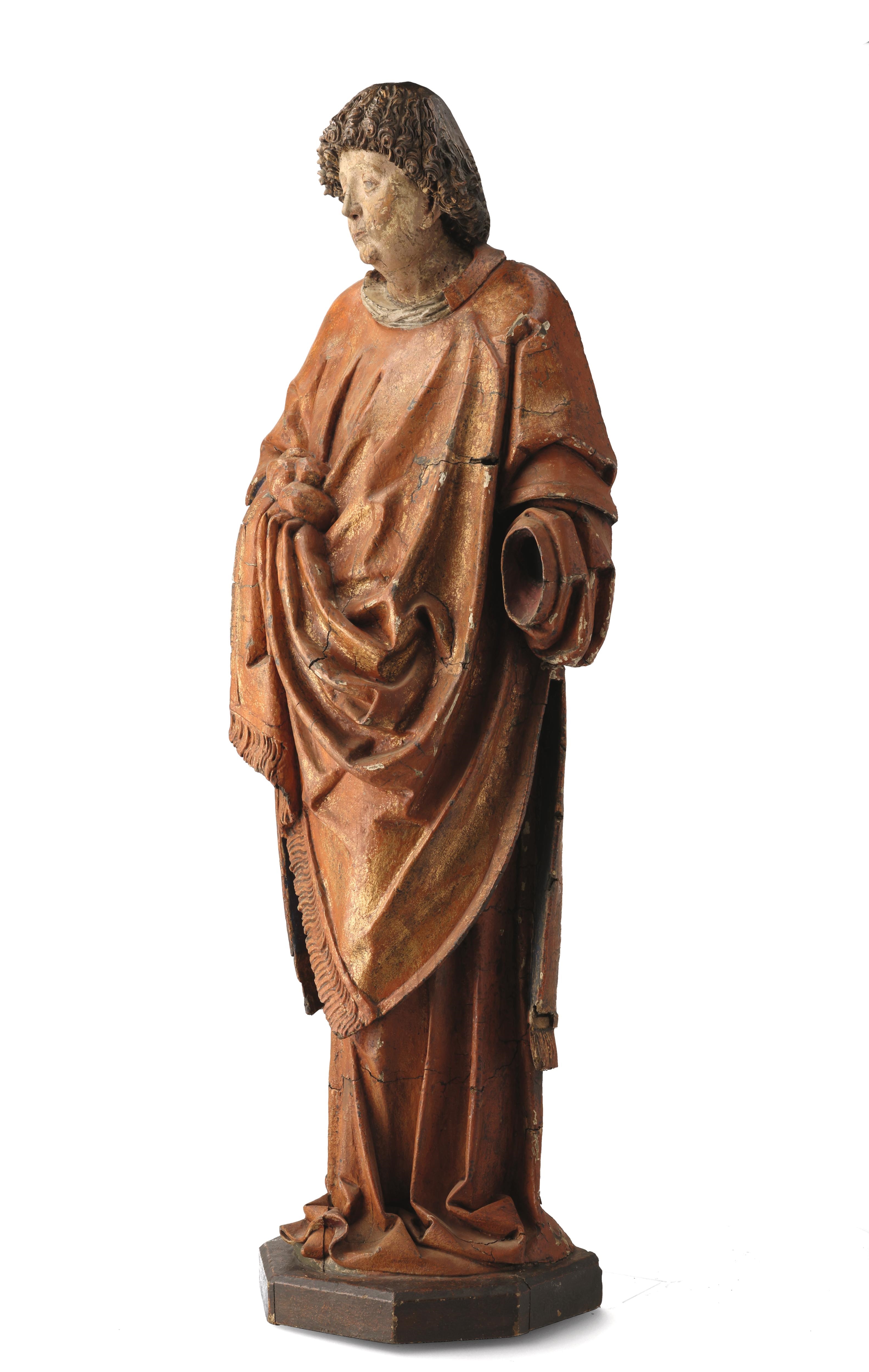 Artwork by Michael Pacher, A large Gothic St. Stephen, Tyrol, Made of Carved Wood