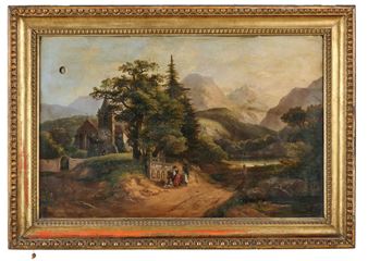 A Biedermeier picture clock with complete calendar - J. A. Hoyer