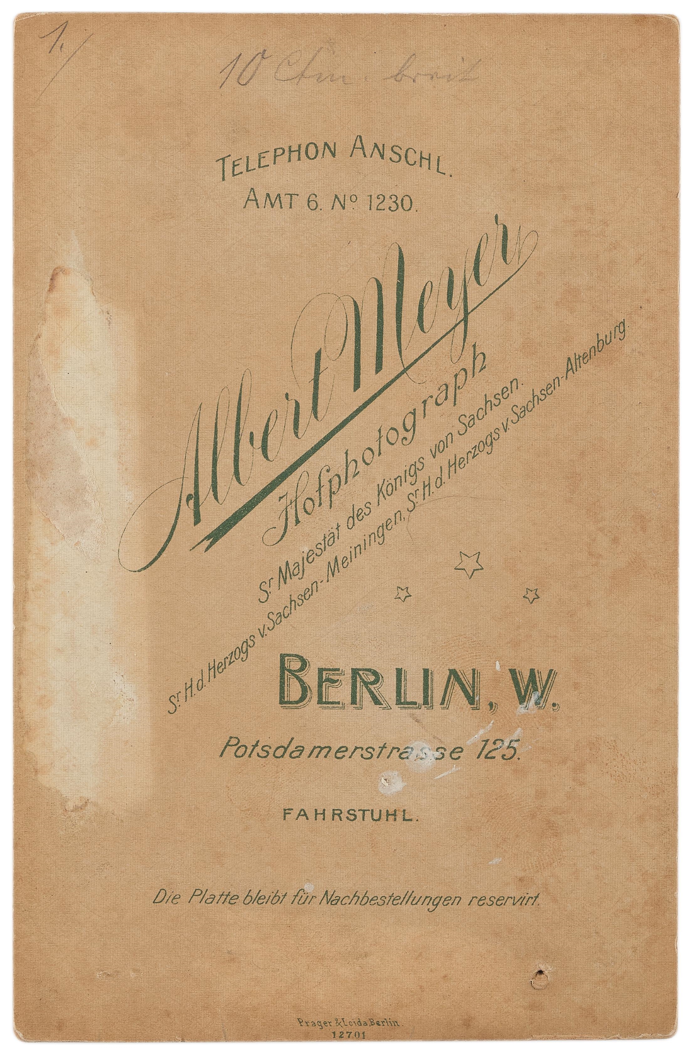 Artwork by Albert Meyer, Vintage, Albumin auf Studiokarton, carte de cabinet, mit eigenhändigen Unterschrift des Komponisten sowie Datumpräge stempel, Made of Albumin Auf Studiokarton
