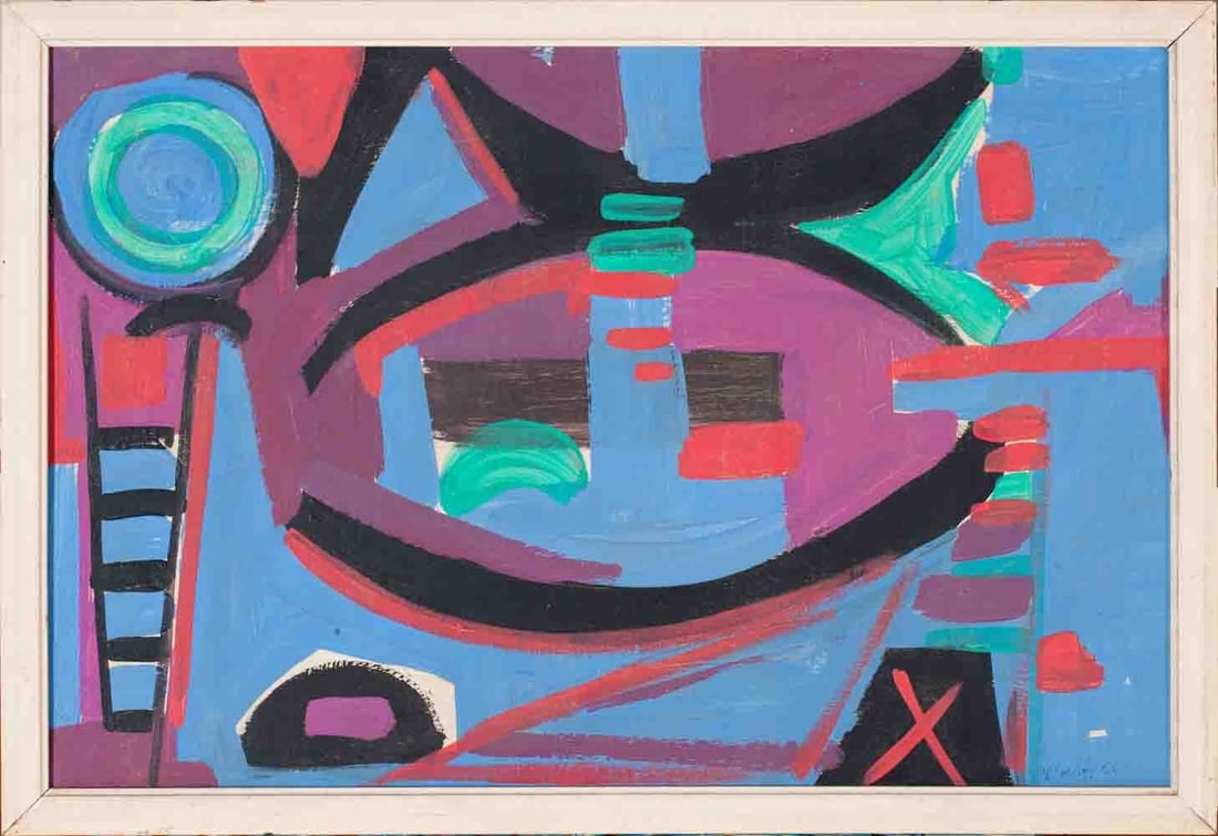 Artwork by Emerson S. Woelffer, Absrtract, Made of Oil On Hardboard