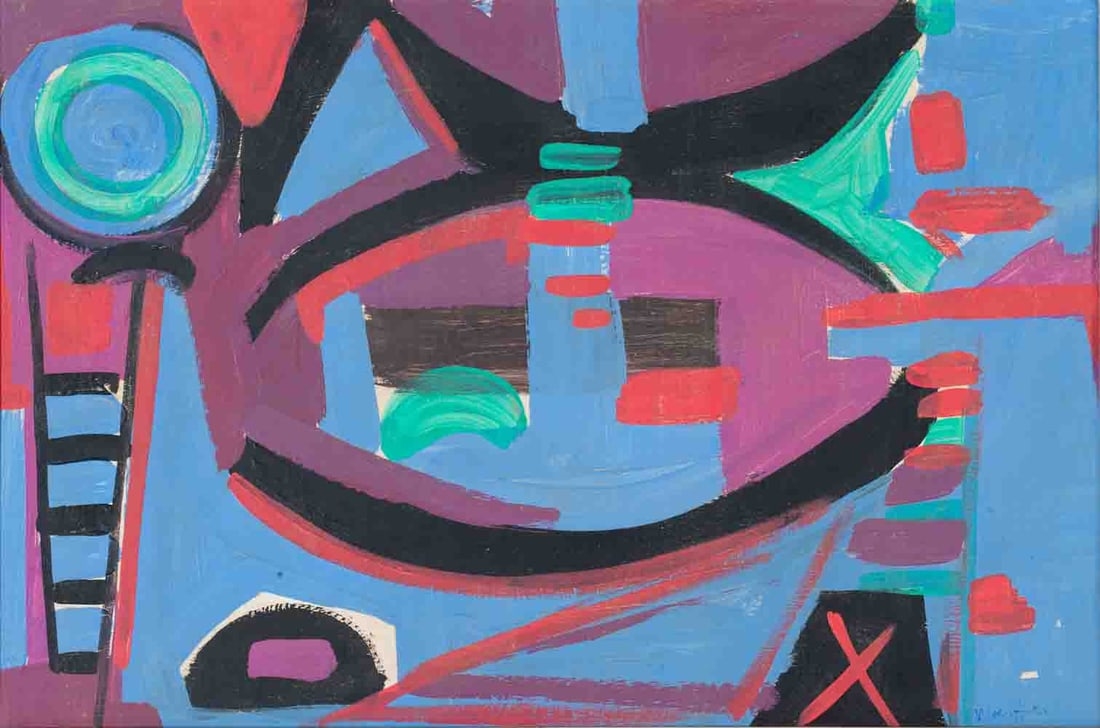 Artwork by Emerson S. Woelffer, Absrtract, Made of Oil On Hardboard