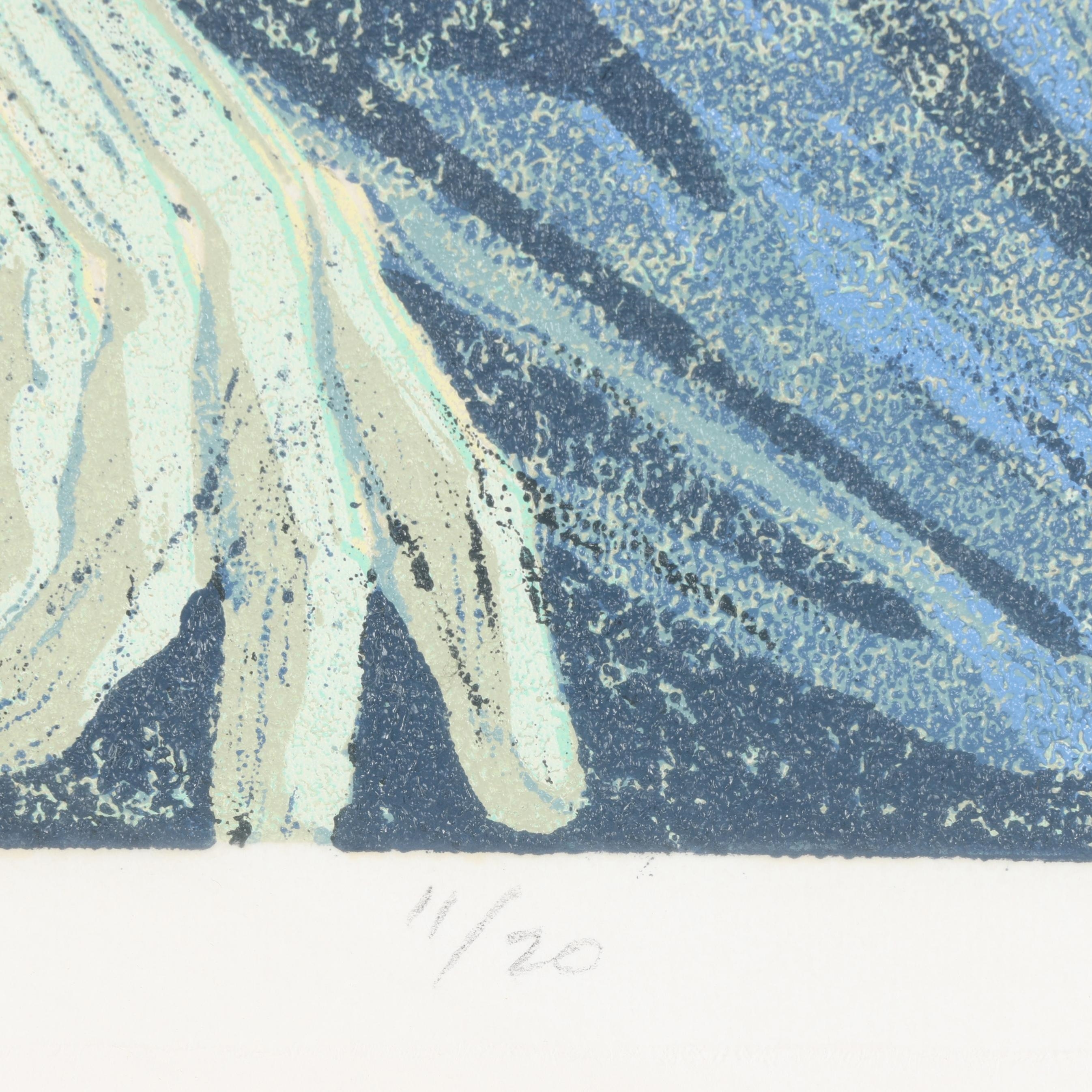 Artwork by Maud Gatewood, Observer, Made of Reduction Linocut In Colors