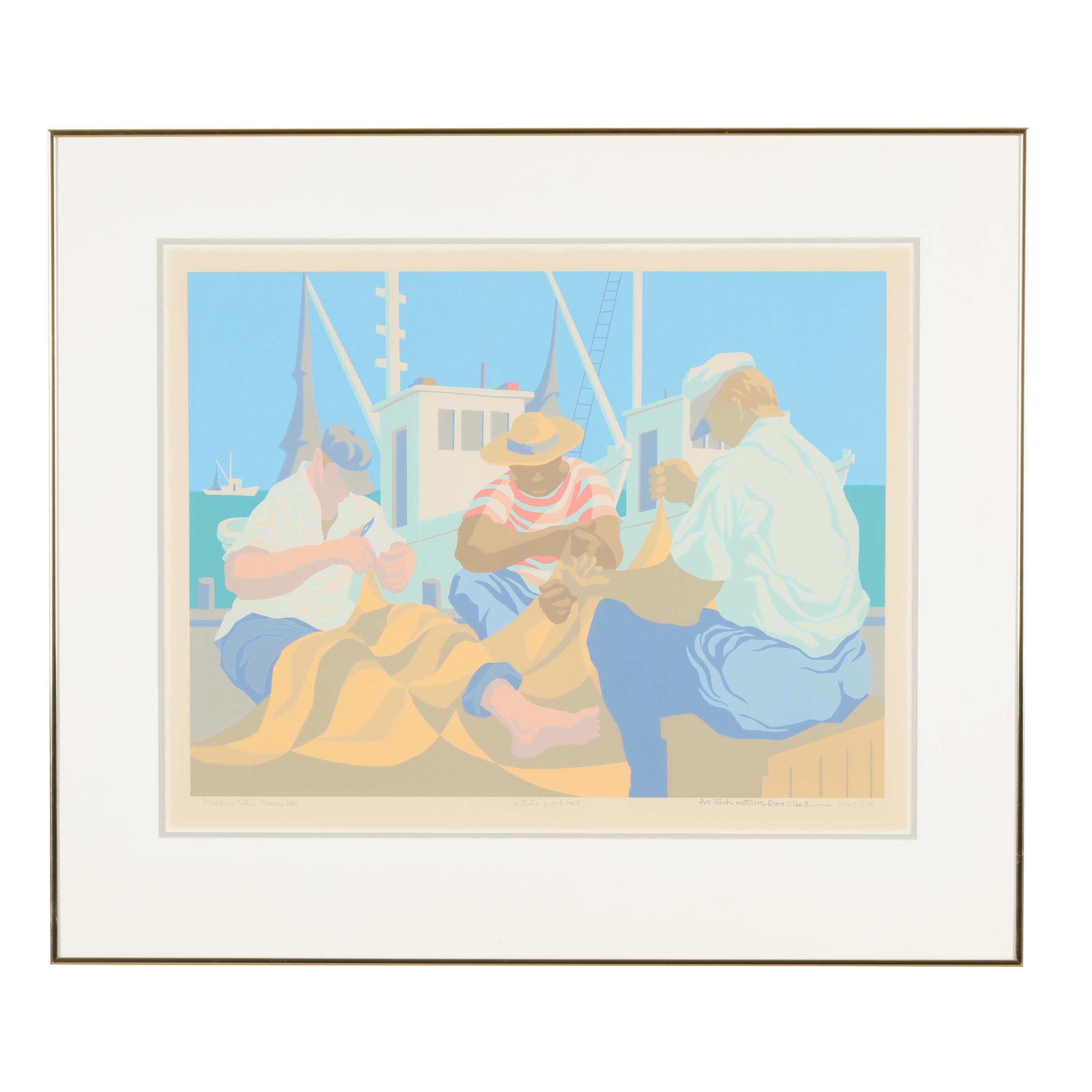 Claude Howell | Sunny Day, Mending Nets (1976) | MutualArt