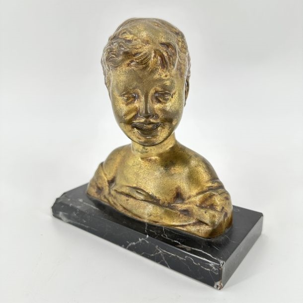 Artwork by Donatello, Gilded bronze bust of a child, Made of Bronze