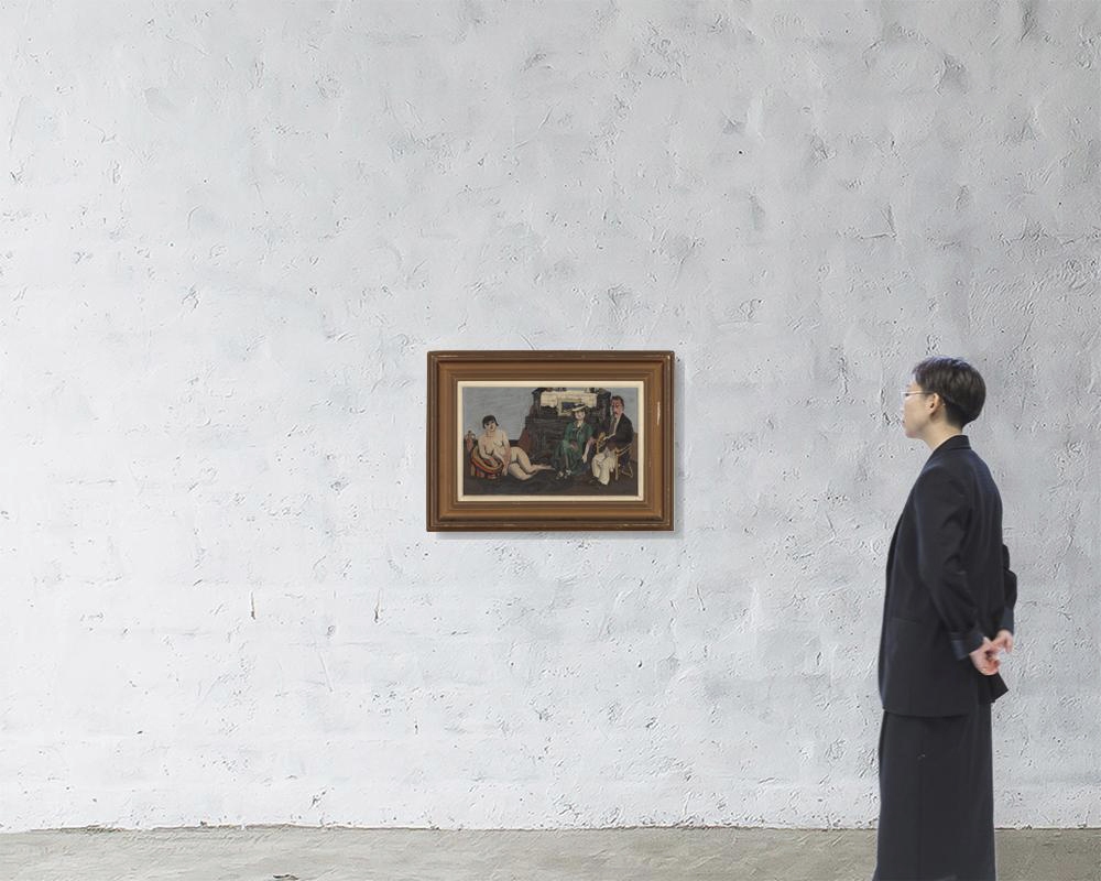 Artwork by Genichiro Inokuma, Sketch for "In front of piano, Made of oil on canvas