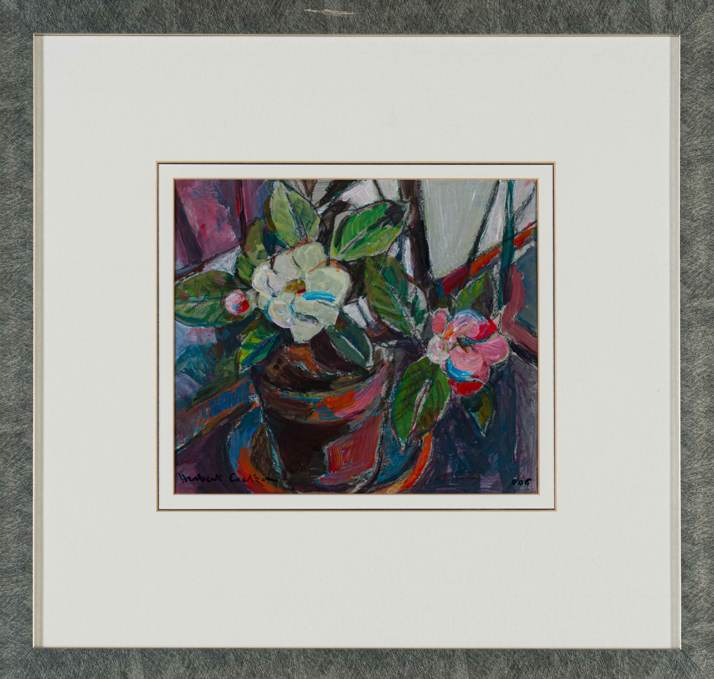 Artwork by Herbert Harold Coetzee, Flowers in a Pot, Made of acrylic on card