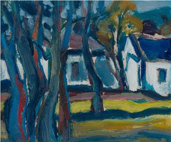 Outbuildings Under Trees - Herbert Harold Coetzee