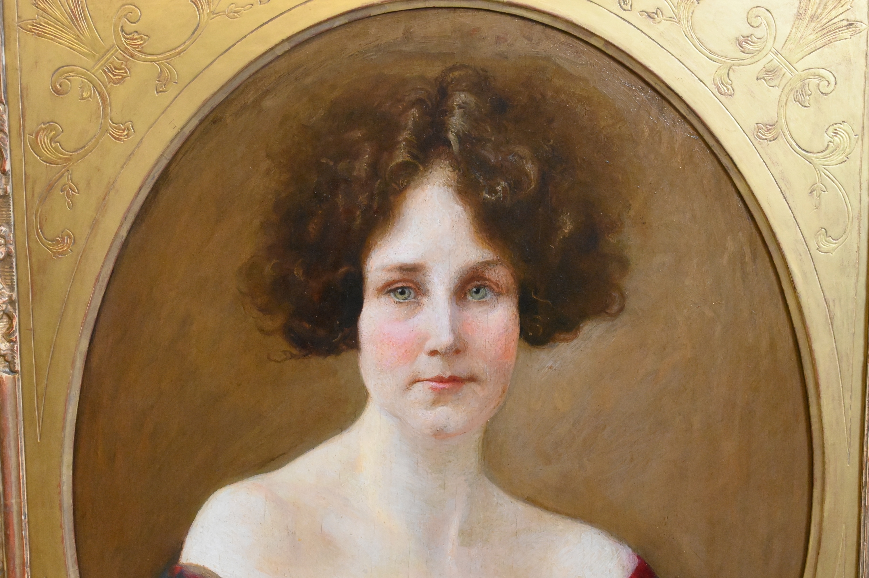 George de Forest Brush | Portrait of a woman with green eyes and brown ...