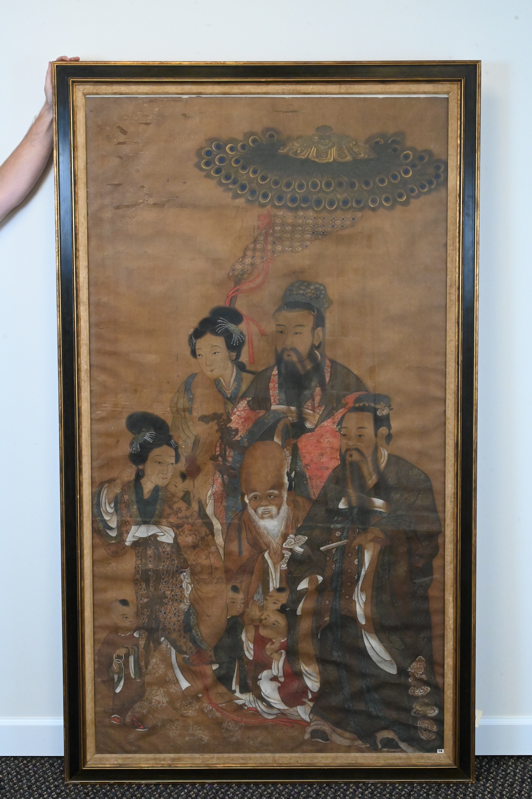 Artwork by Chinese School, Large Chinese Figural Group Scroll, Made of Watercolor Or Tempera On Silk
