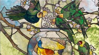 Masterpiece Story: Parakeets and Goldfish Bowl by Louis Comfort Tiffany