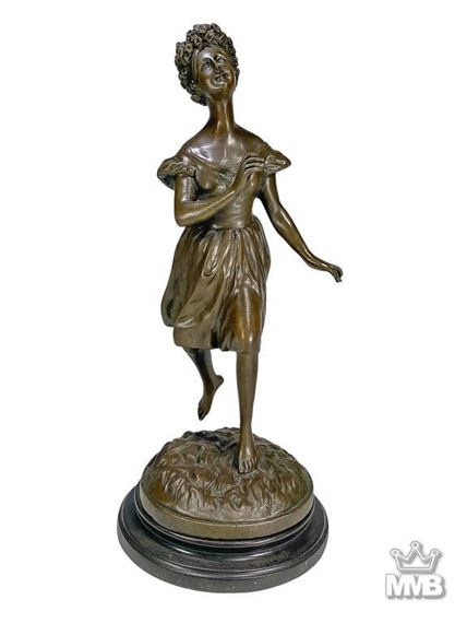 Woman on Marble Base Sculpture by Miguel Fernando López (Milo)