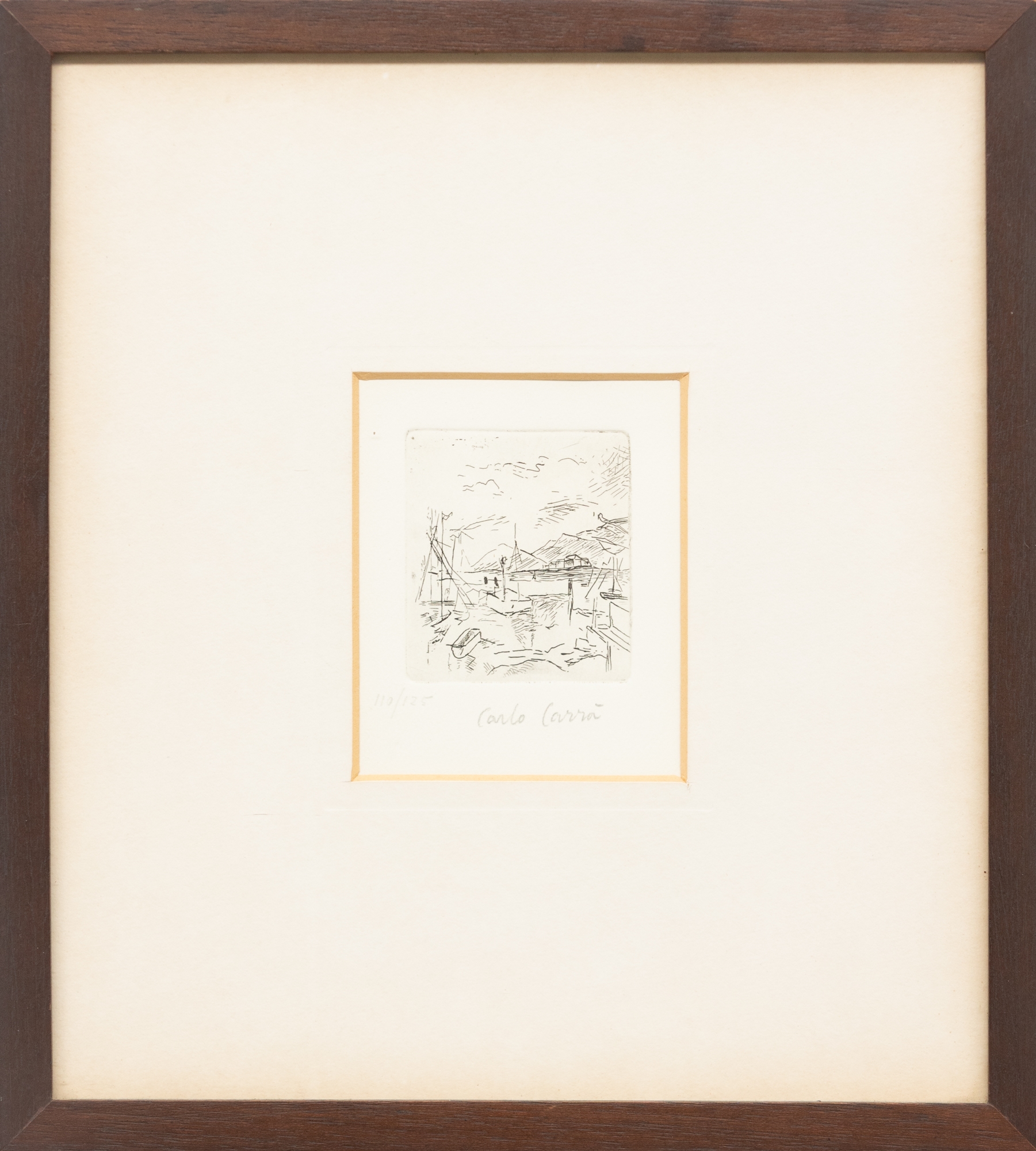 Artwork by Carlo Carrà, Piccolo Molo (Barche, Made of Acquaforte Su Cartoncino