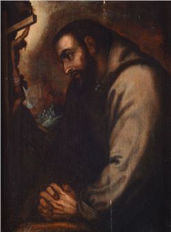 Saint Francis in prayer - Lombard School, 16th Century