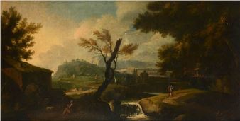 Country landscape with figures - Marco Ricci
