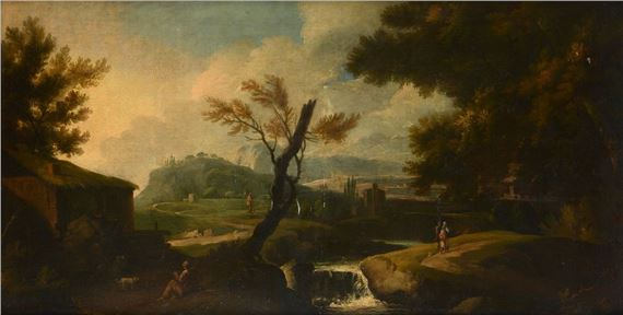 Country landscape with figures - Marco Ricci