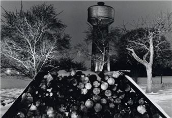 Water tower and cut wood, Nocturnes series - Michel Semeniako