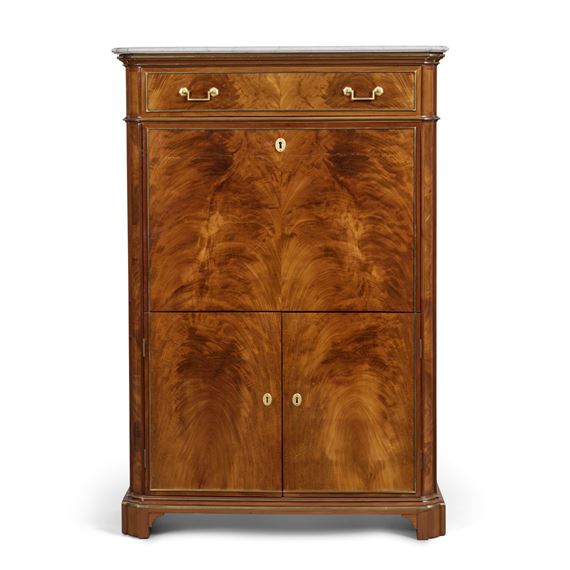 A Louis XVI Brass-Mounted Flame Mahogany Secrétaire à Abattant by Bernard Molitor, Circa 1790 - Bernard Molitor