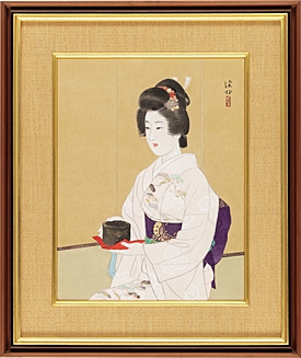 Artwork by Shinsui Ito, First tea ceremony, Made of color on paper board, paper board