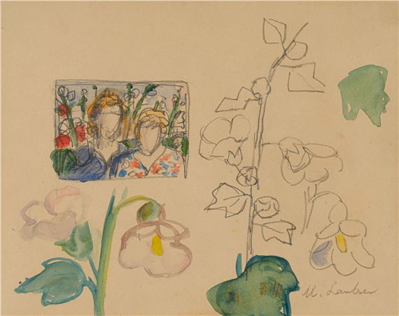 Portrait and Flower Studies, sketch - Maggie Laubser