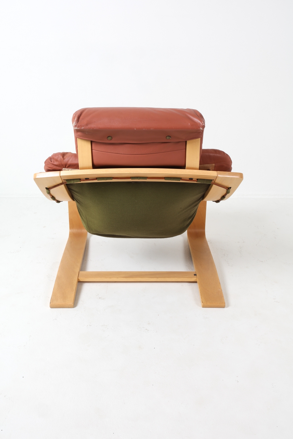 Artwork by Ake Fribyter, KROKEN CHAIR, Made of Beech frame with cognac leather upholstery