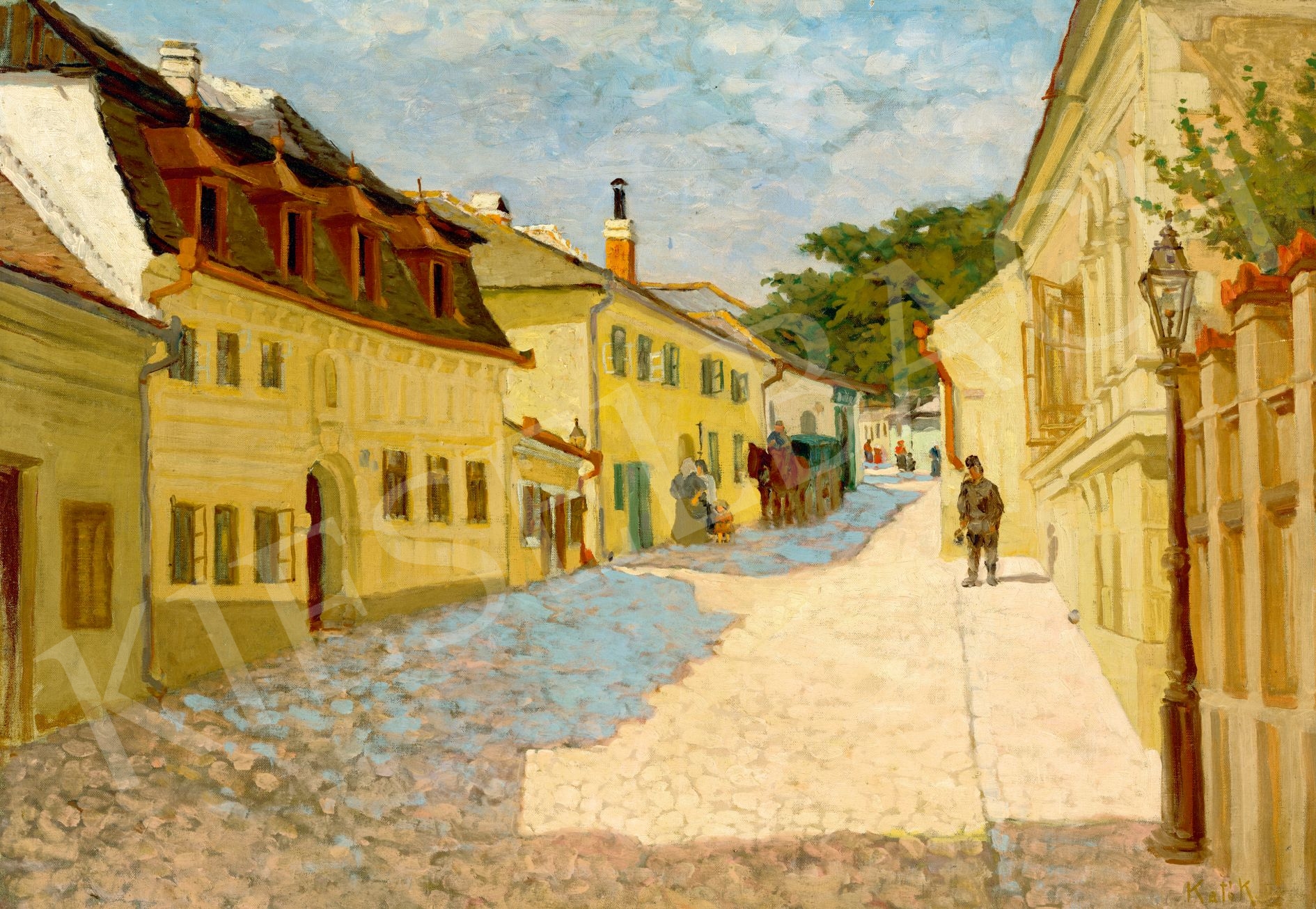 Artwork by Károly Káto, Summer Day in the Tabán, Made of Oil On Canvas