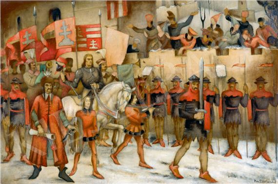 Mátás’ Entry of Buda by Sándor Basilides, 1940