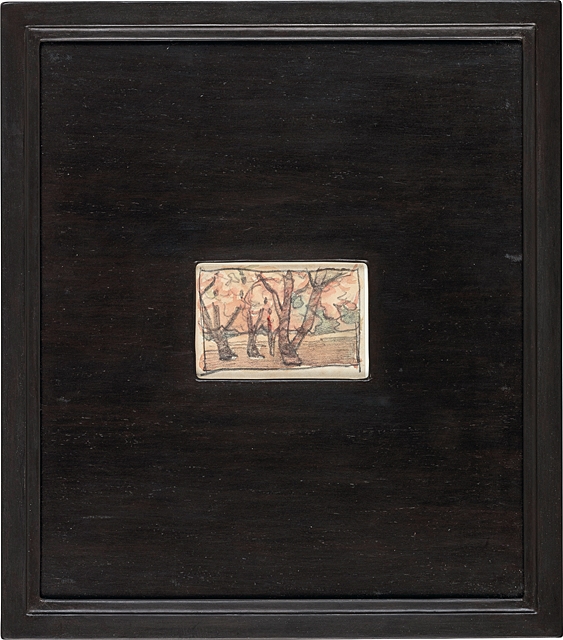 Artwork by Aoki Shigeru, Cherry blossoms, Made of pencil and watercolor on paper