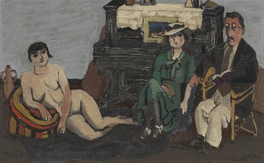 Artwork by Genichiro Inokuma, Sketch for "In front of piano, Made of oil on canvas