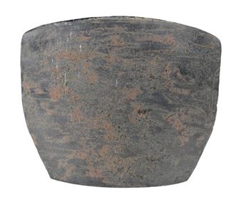 A blue-black textured flat curvilinear vase - Cornelia Griehl