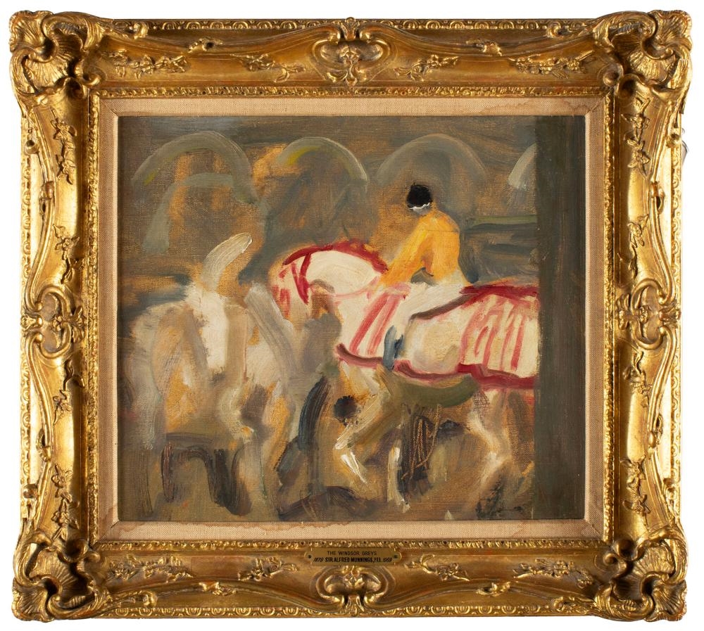 Artwork by Sir Alfred James Munnings, Study of the Windsor Greys, Made of Oil On Canvas Laid On Board