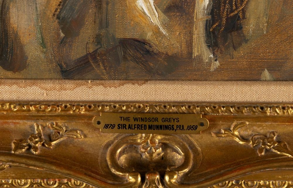 Artwork by Sir Alfred James Munnings, Study of the Windsor Greys, Made of Oil On Canvas Laid On Board