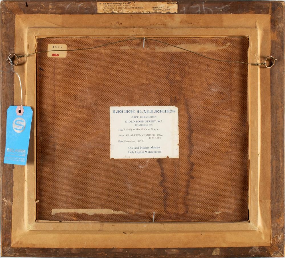 Artwork by Sir Alfred James Munnings, Study of the Windsor Greys, Made of Oil On Canvas Laid On Board