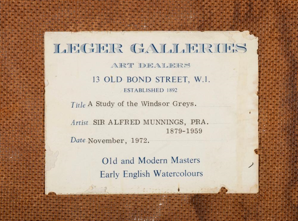 Artwork by Sir Alfred James Munnings, Study of the Windsor Greys, Made of Oil On Canvas Laid On Board