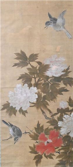 Chinese Hanging Scroll Painting of Birds and Flowers