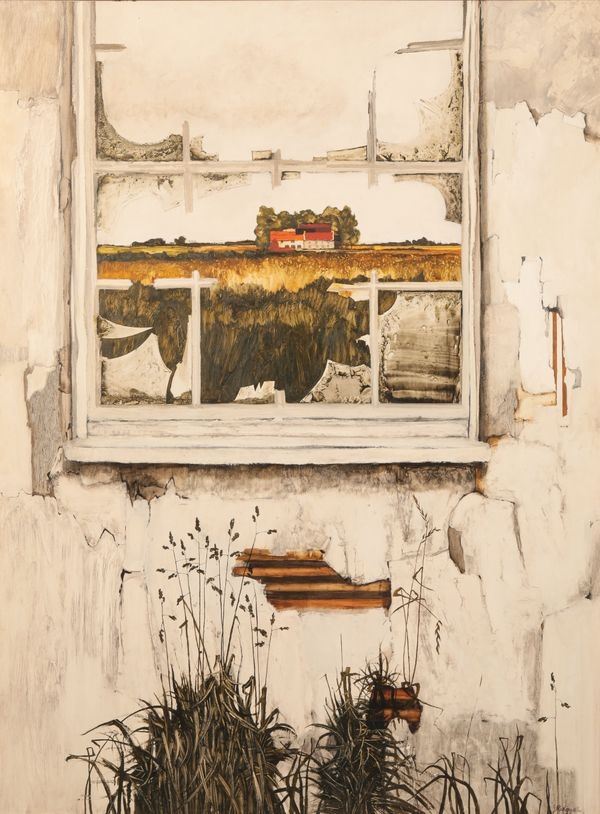 John Ridgewell | A broken window with a landscape beyond (1965) | MutualArt