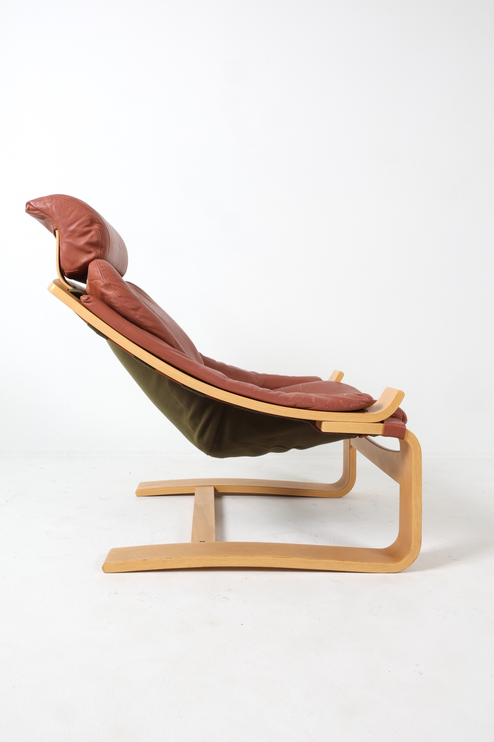 Artwork by Ake Fribyter, KROKEN CHAIR, Made of Beech frame with cognac leather upholstery