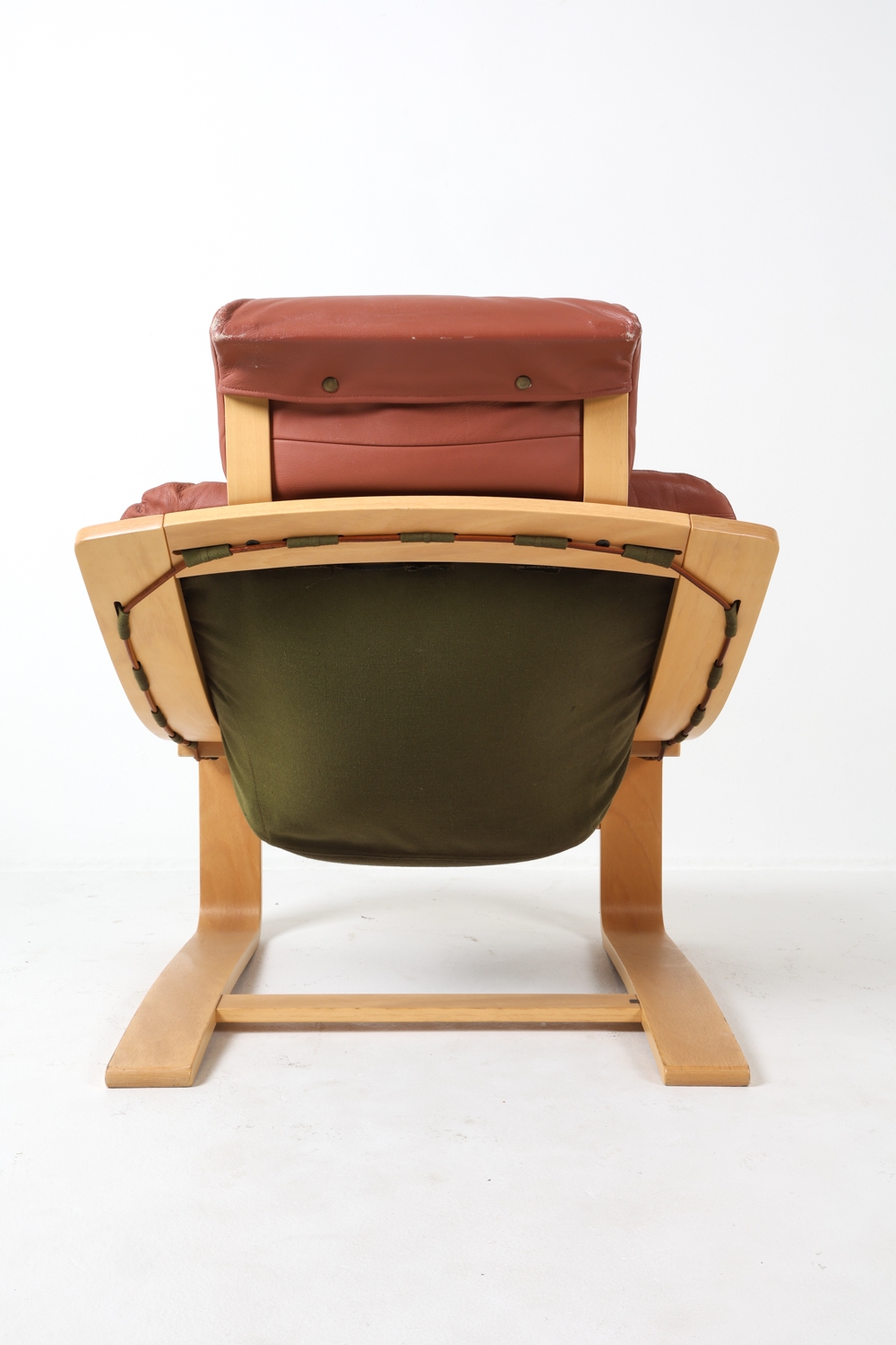 Artwork by Ake Fribyter, KROKEN CHAIR, Made of Beech frame with cognac leather upholstery