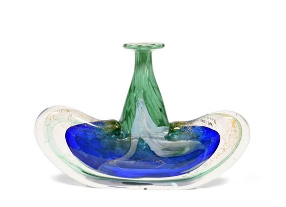POLYCHROME BLOWN GLASS BOTTLE by Jean Luc Gambier, 2006