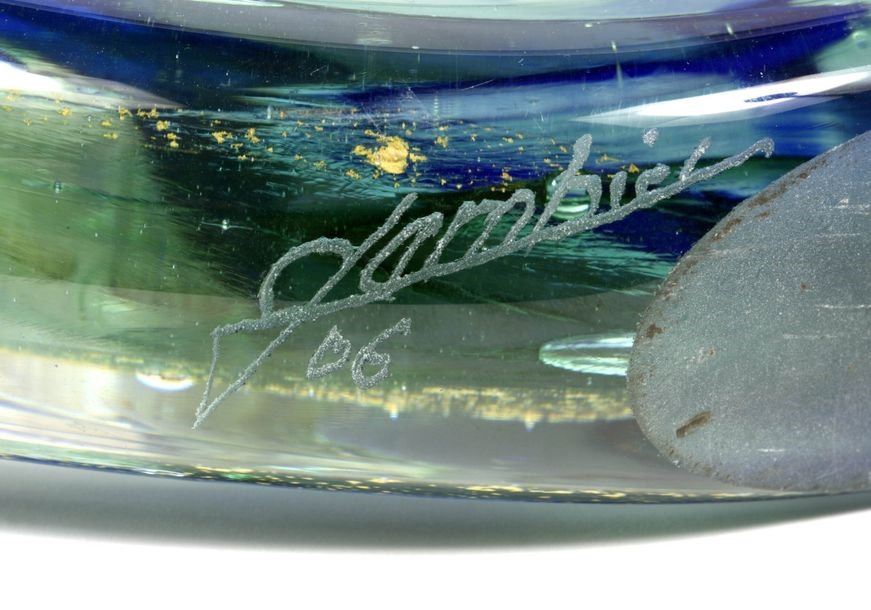 Artwork by Jean Luc Gambier, POLYCHROME BLOWN GLASS BOTTLE, Made of Blown Glass