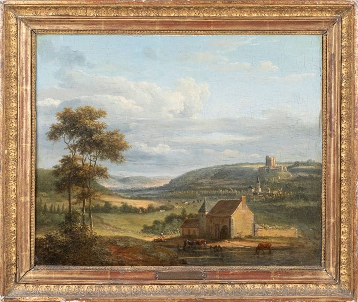 Artwork by Pierre Alexandre Pau de Saint-Martin, Arc la Bataille, the manor of Archelles, Made of Oil On Walnut Panel