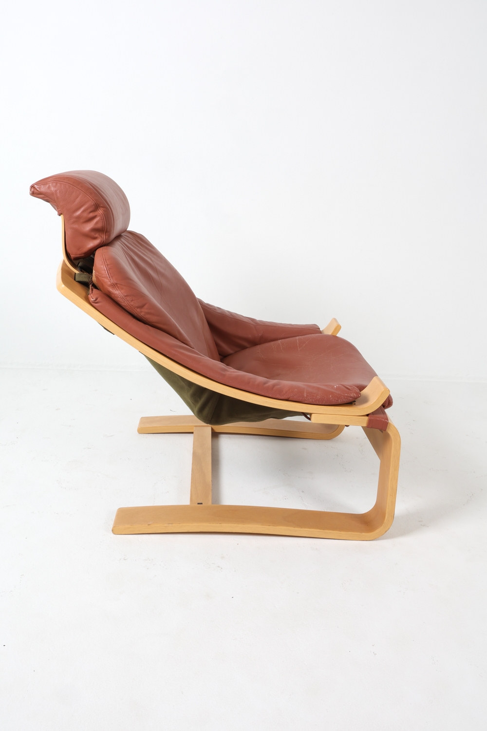 Artwork by Ake Fribyter, KROKEN CHAIR, Made of Beech frame with cognac leather upholstery