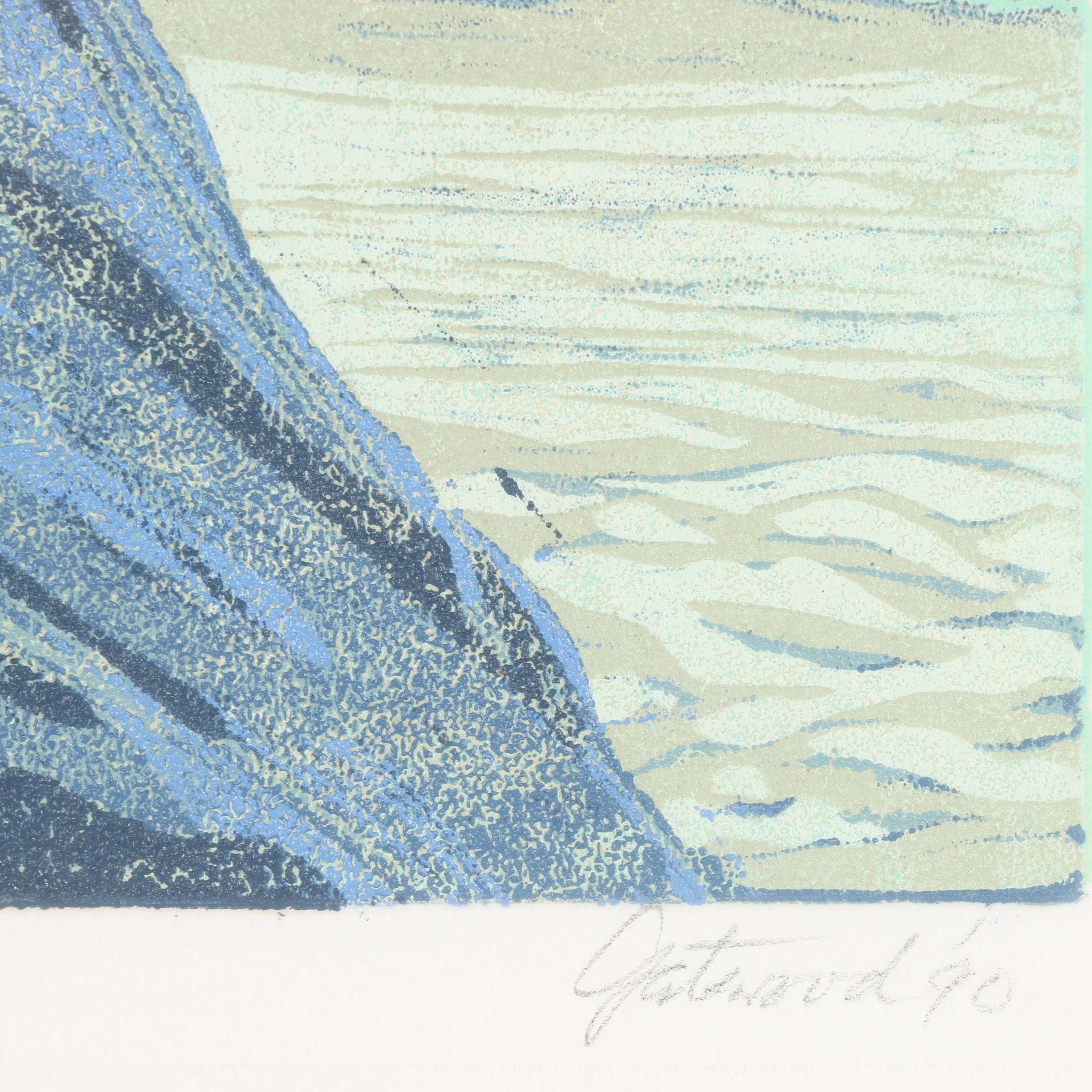 Artwork by Maud Gatewood, Observer, Made of Reduction Linocut In Colors