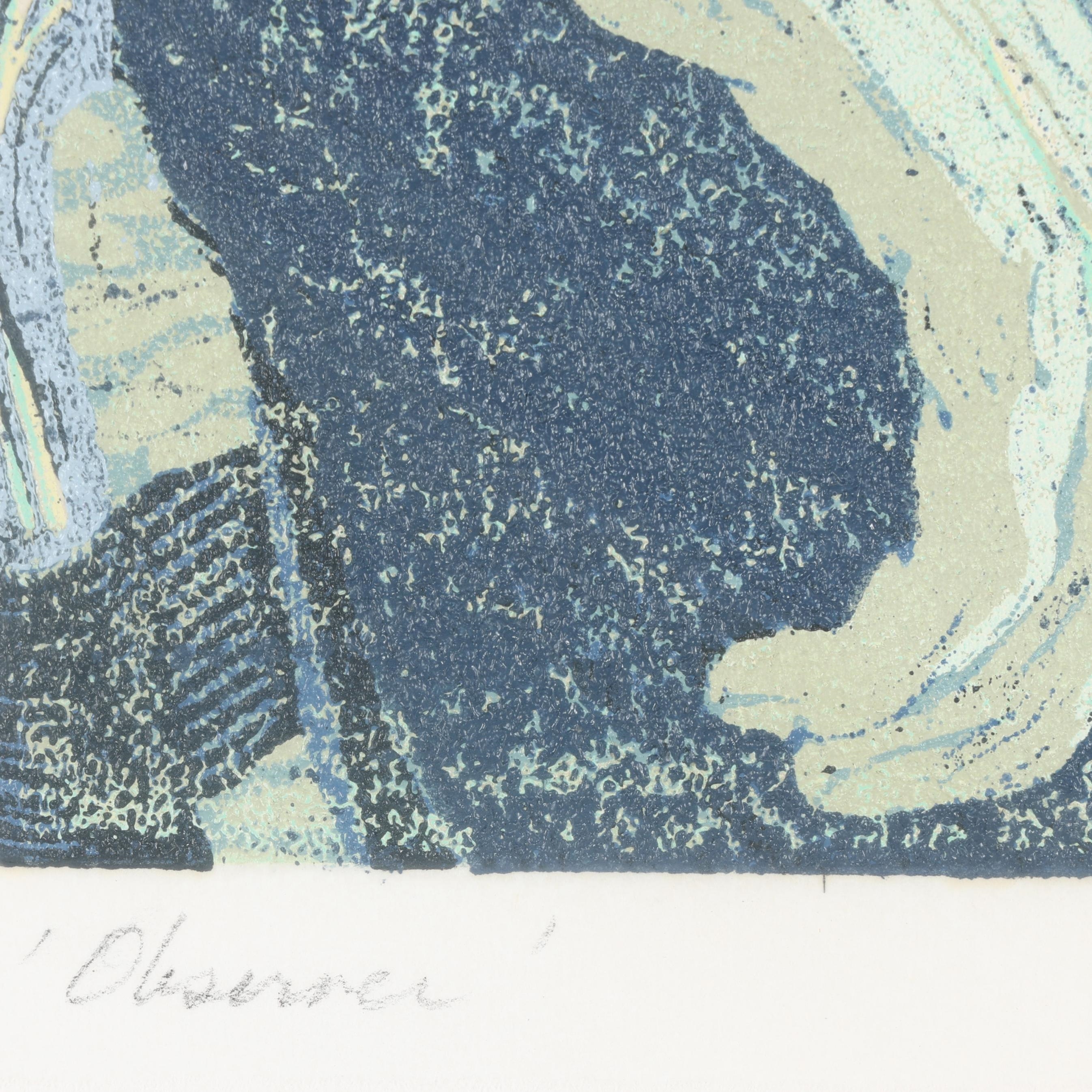 Artwork by Maud Gatewood, Observer, Made of Reduction Linocut In Colors