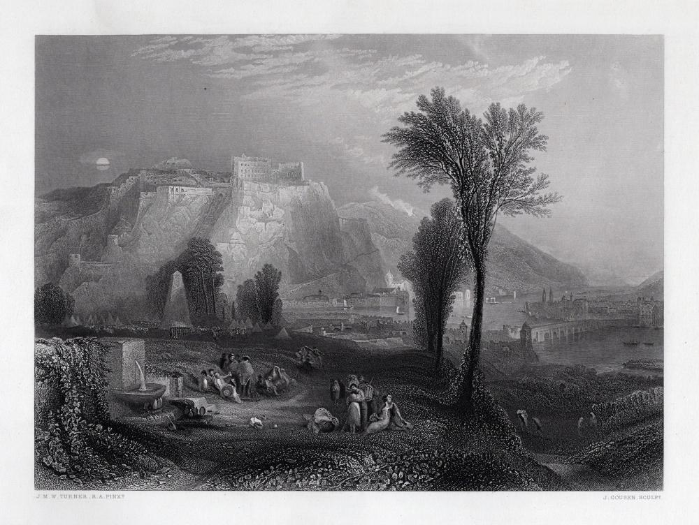 Artwork by Joseph Mallord William Turner, Bright Stone of Honor & Tomb of Marceau, Made of Antique Engraving On Wove Paper