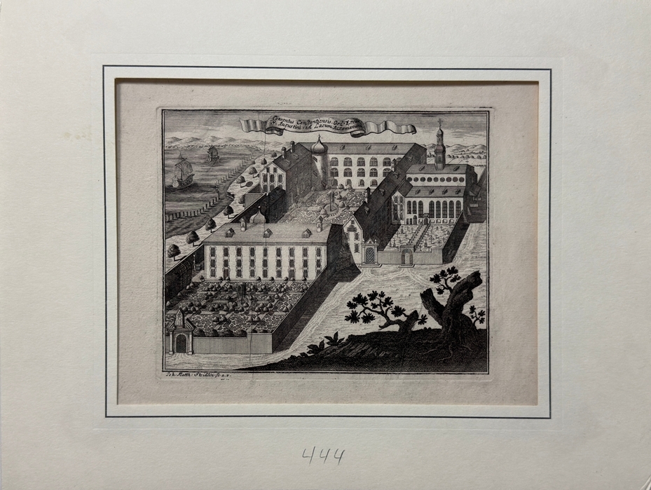 Artwork by Johann Matthias Steidlin, Ansicht auf das Augustiner-Eremiten Kloster in Konstanz, Made of Copper Engraving