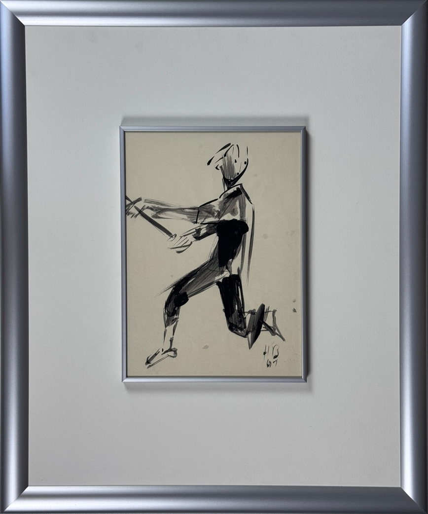 Artwork by Hans Breinlinger, Figur in Aktion, Made of Ink On Paper