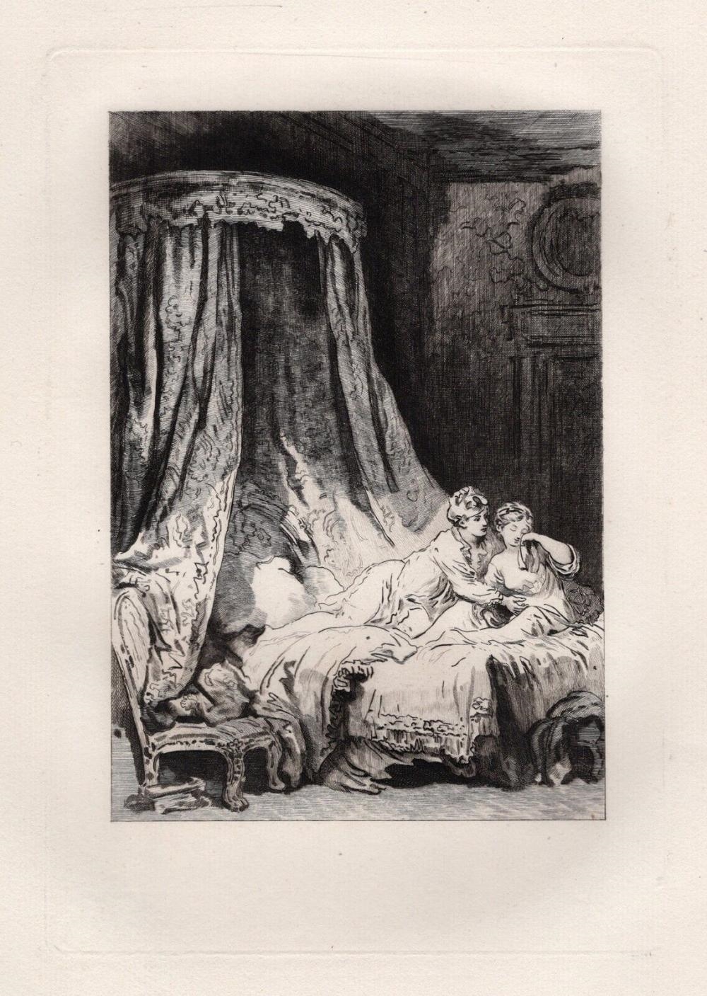 Artwork by Jean-Honoré Fragonard, La Courtisane Amoureuse, Made of Etching On Laid Paper